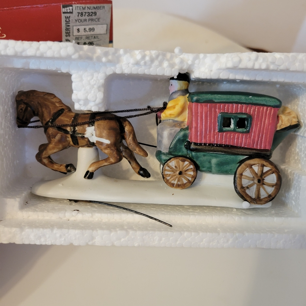 Vintage 1991 Lemax Dickensvale Collectibles Porcelain Horse & Coach Original Box